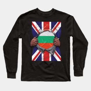 Bulgaria Flag Great Britain Flag Ripped - Gift for Bulgarian From Bulgaria Long Sleeve T-Shirt